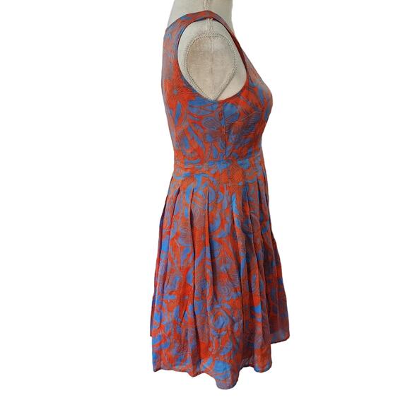 Talbots Petites Blue Orange Sleeveless Tank Boho Floral Tropical Dress Petite 2P - Picture 4 of 9